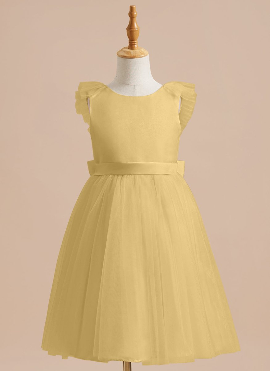 NumberSea - A - line Satin Tulle Knee - length Flower Girl Dress