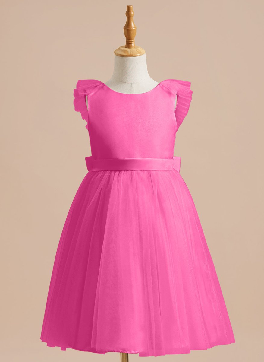 NumberSea - A - line Satin Tulle Knee - length Flower Girl Dress