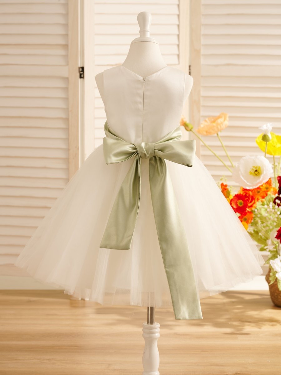 NumberSea - A - Line Satin Tulle Knee - length Flower Girl Dress