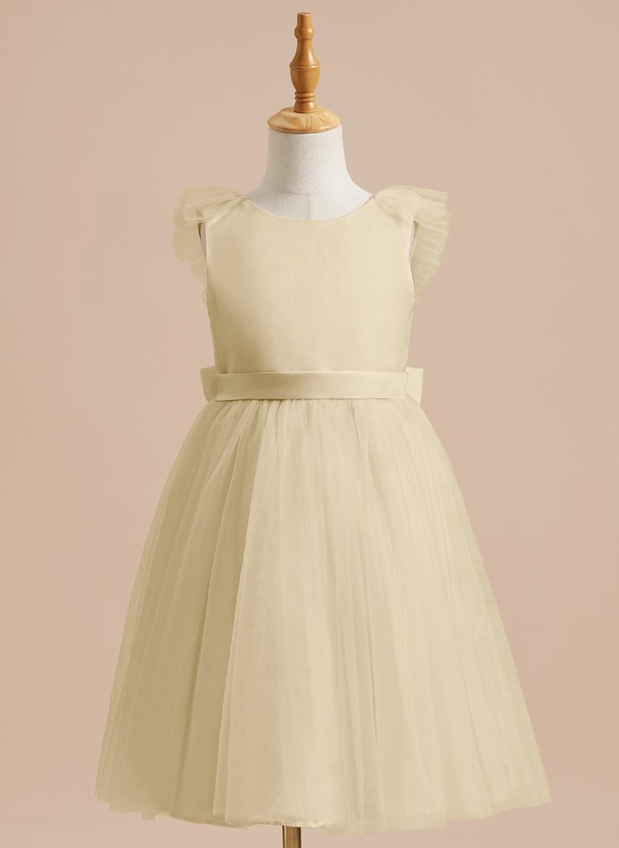 NumberSea - A - line Satin Tulle Knee - length Flower Girl Dress