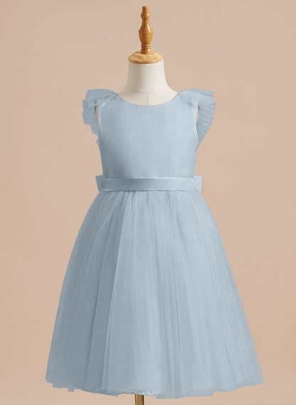 NumberSea - A - line Satin Tulle Knee - length Flower Girl Dress