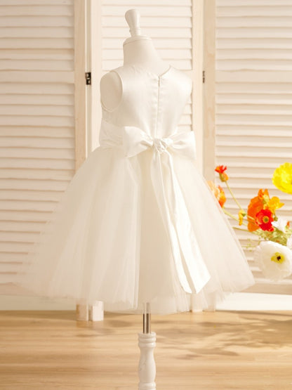 NumberSea - A - Line Satin Tulle Knee - length Flower Girl Dress