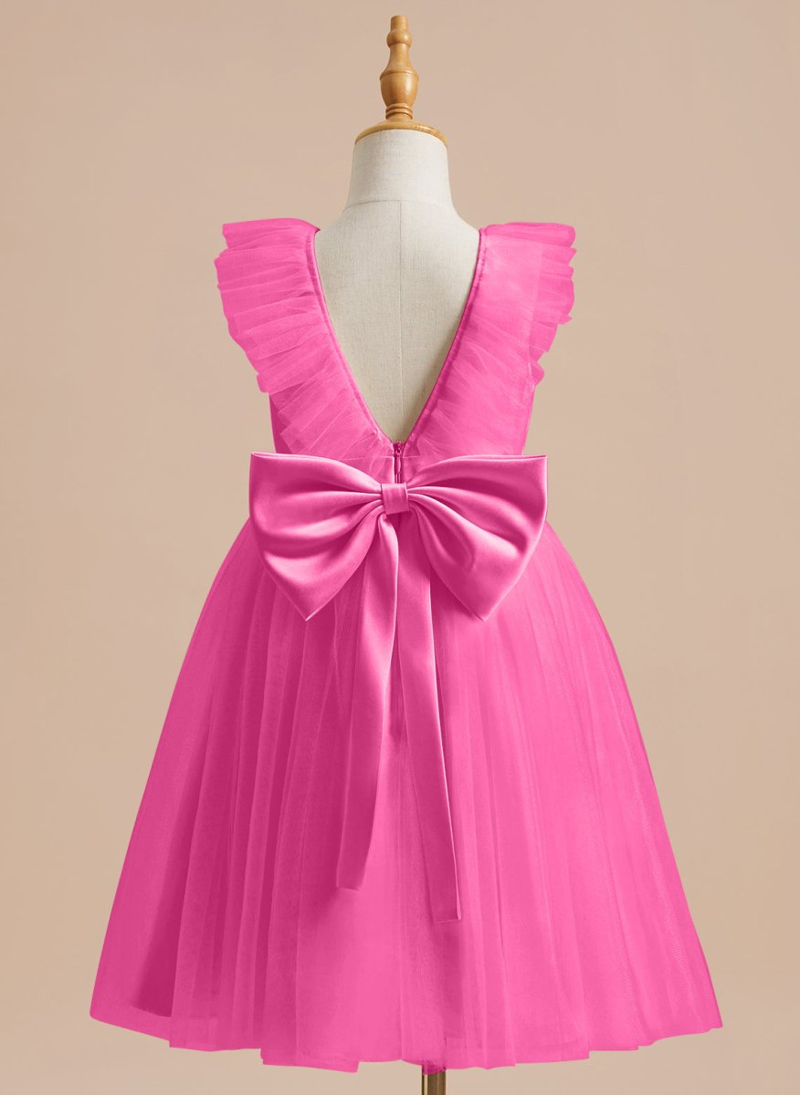 NumberSea - A - line Satin Tulle Knee - length Flower Girl Dress