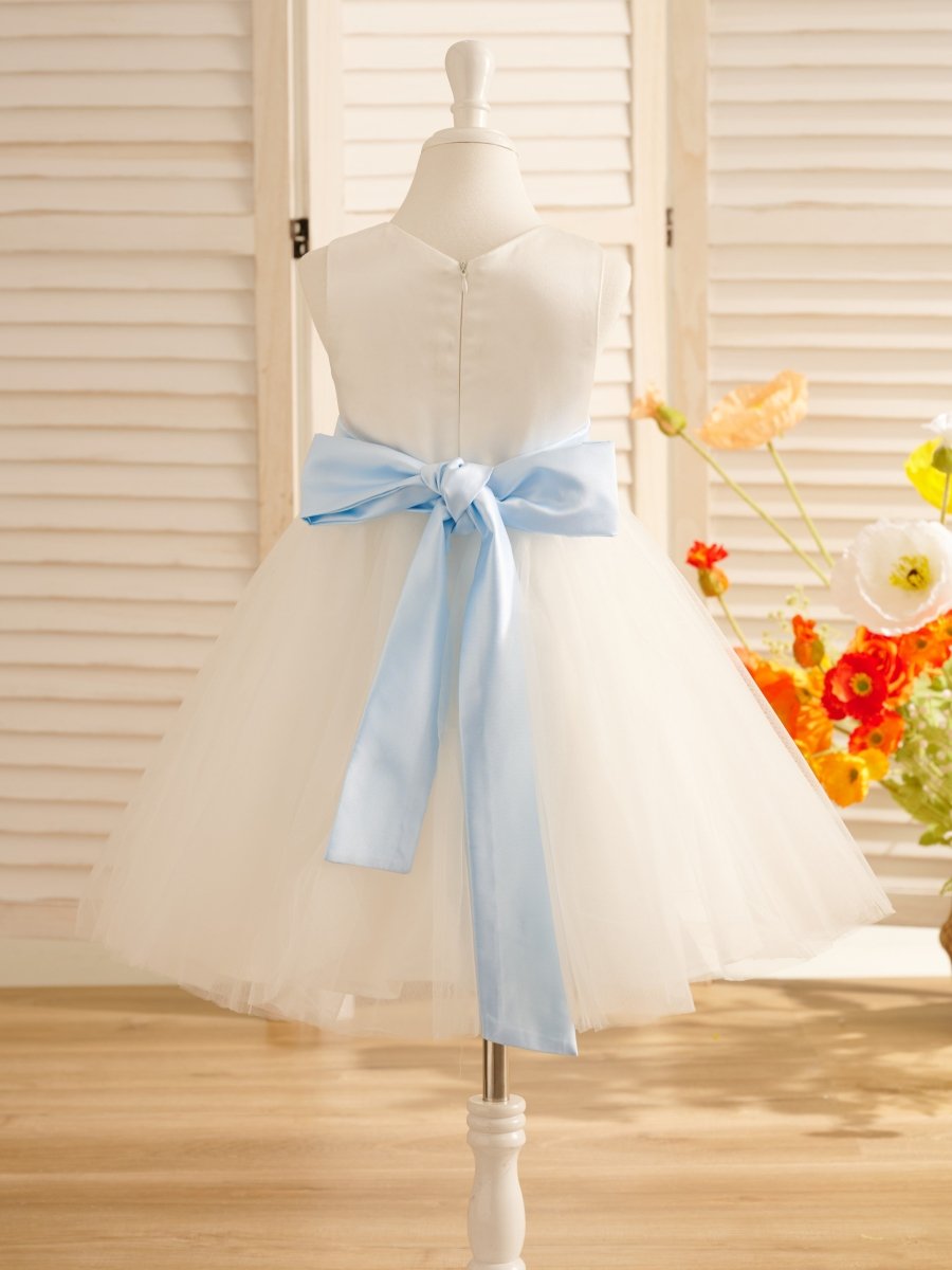 NumberSea - A - Line Satin Tulle Knee - length Flower Girl Dress