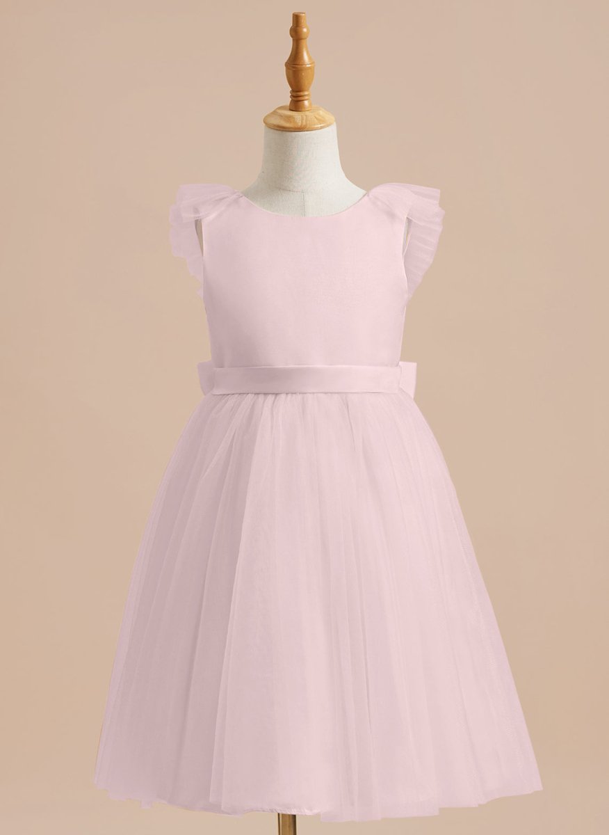 NumberSea - A - line Satin Tulle Knee - length Flower Girl Dress