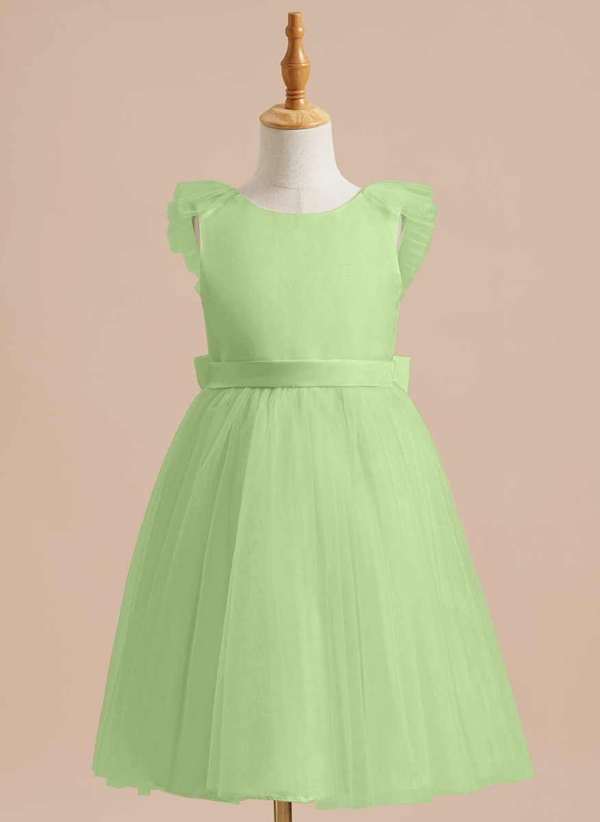 NumberSea - A - line Satin Tulle Knee - length Flower Girl Dress