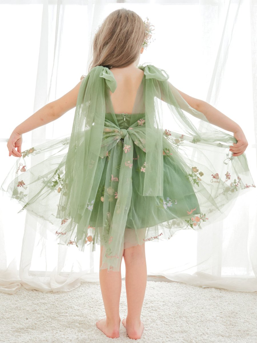 NumberSea - A - Line Sleeveless Floral Embroidered Tulle Toddler Flower Girl Dress