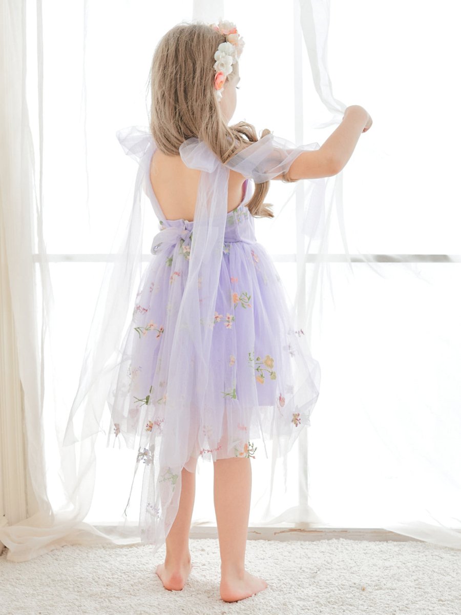 NumberSea - A - Line Sleeveless Floral Embroidered Tulle Toddler Flower Girl Dress