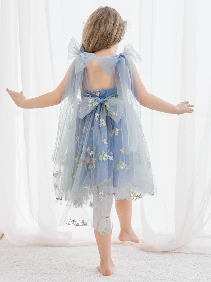 NumberSea - A - Line Sleeveless Floral Embroidered Tulle Toddler Flower Girl Dress