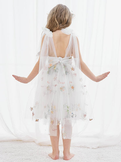 NumberSea - A - Line Sleeveless Floral Embroidered Tulle Toddler Flower Girl Dress