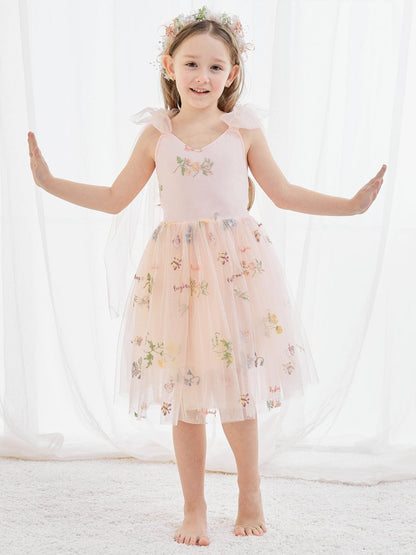 NumberSea - A - Line Sleeveless Floral Embroidered Tulle Toddler Flower Girl Dress