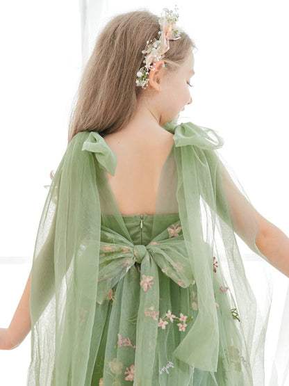 NumberSea - A - Line Sleeveless Floral Embroidered Tulle Toddler Flower Girl Dress