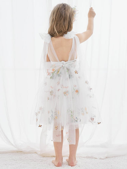 NumberSea - A - Line Sleeveless Floral Embroidered Tulle Toddler Flower Girl Dress