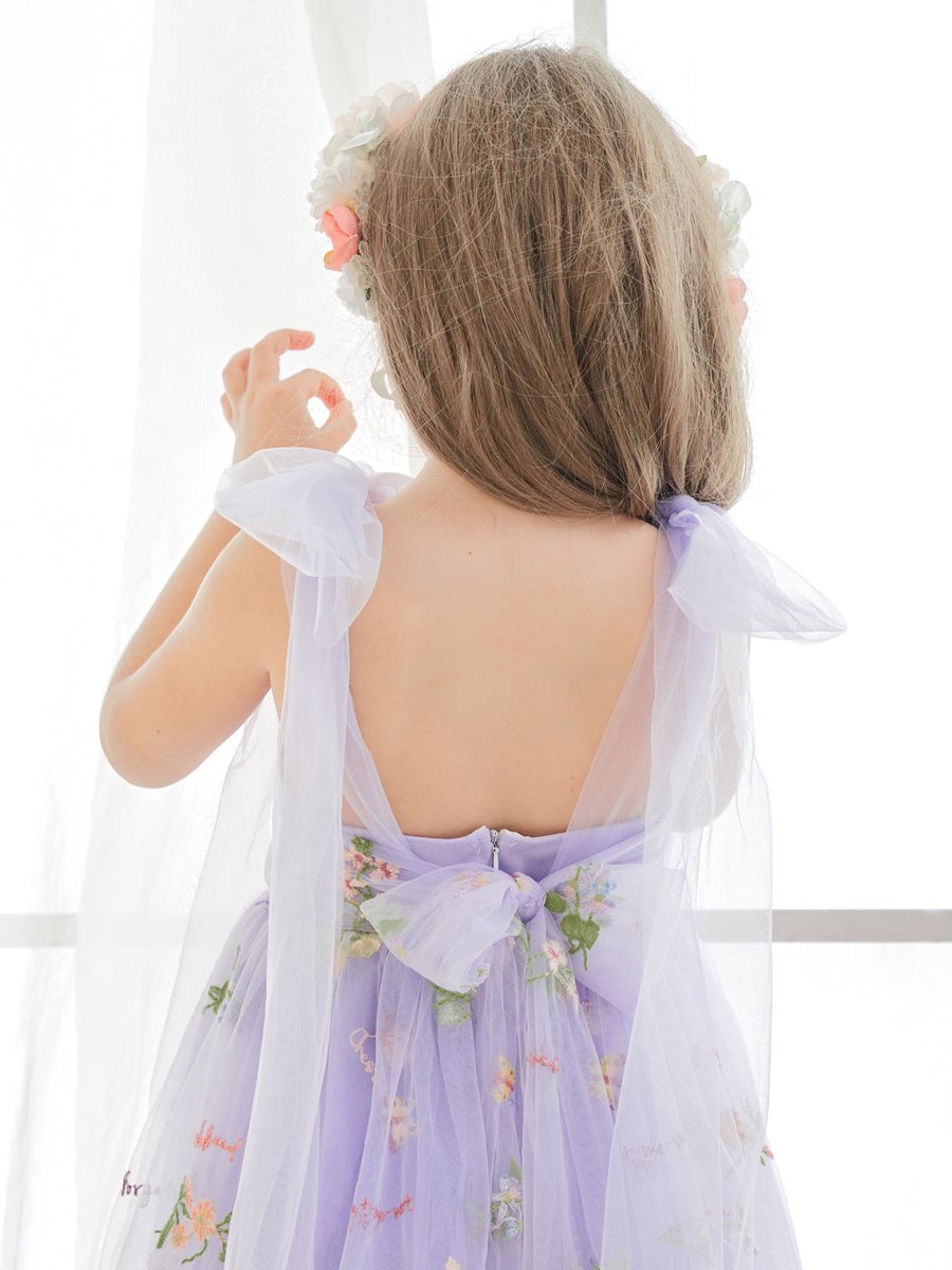 NumberSea - A - Line Sleeveless Floral Embroidered Tulle Toddler Flower Girl Dress