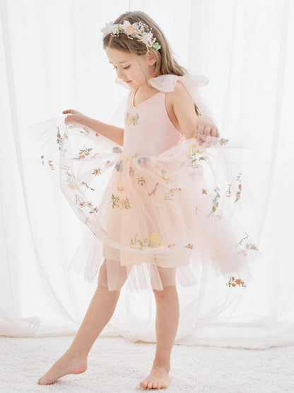 NumberSea - A - Line Sleeveless Floral Embroidered Tulle Toddler Flower Girl Dress