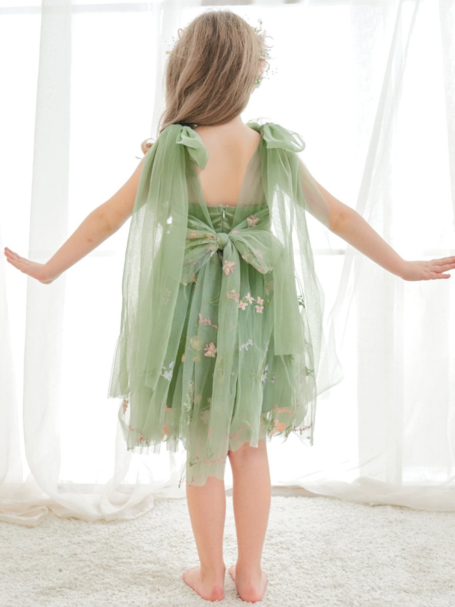 NumberSea - A - Line Sleeveless Floral Embroidered Tulle Toddler Flower Girl Dress