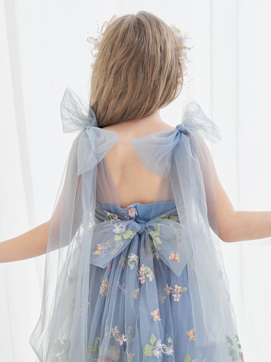 NumberSea - A - Line Sleeveless Floral Embroidered Tulle Toddler Flower Girl Dress