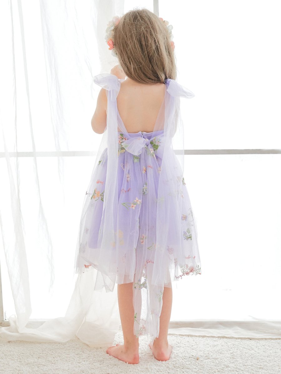 NumberSea - A - Line Sleeveless Floral Embroidered Tulle Toddler Flower Girl Dress