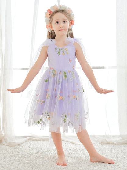 NumberSea - A - Line Sleeveless Floral Embroidered Tulle Toddler Flower Girl Dress