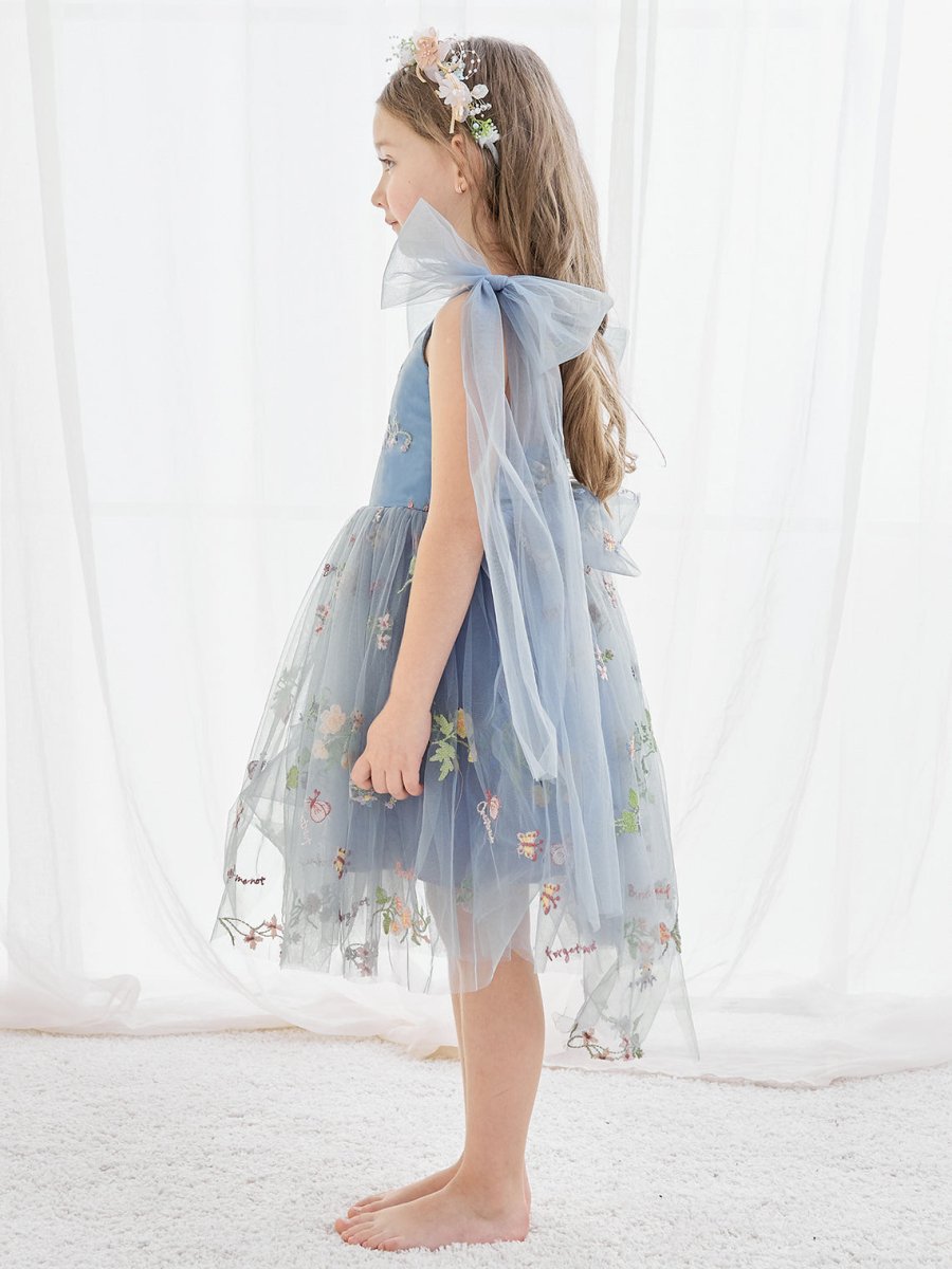 NumberSea - A - Line Sleeveless Floral Embroidered Tulle Toddler Flower Girl Dress