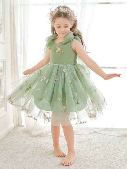 NumberSea - A - Line Sleeveless Floral Embroidered Tulle Toddler Flower Girl Dress