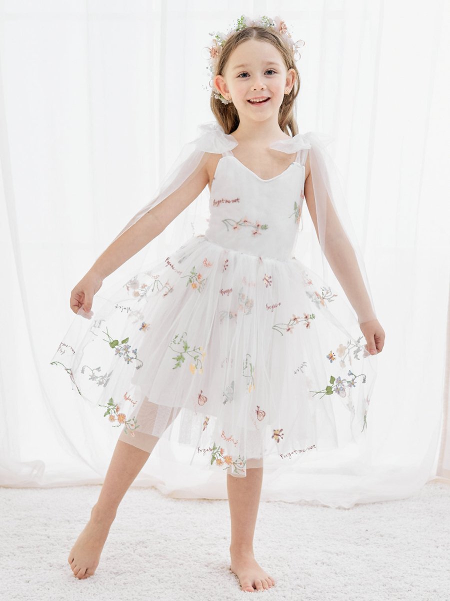 NumberSea - A - Line Sleeveless Floral Embroidered Tulle Toddler Flower Girl Dress