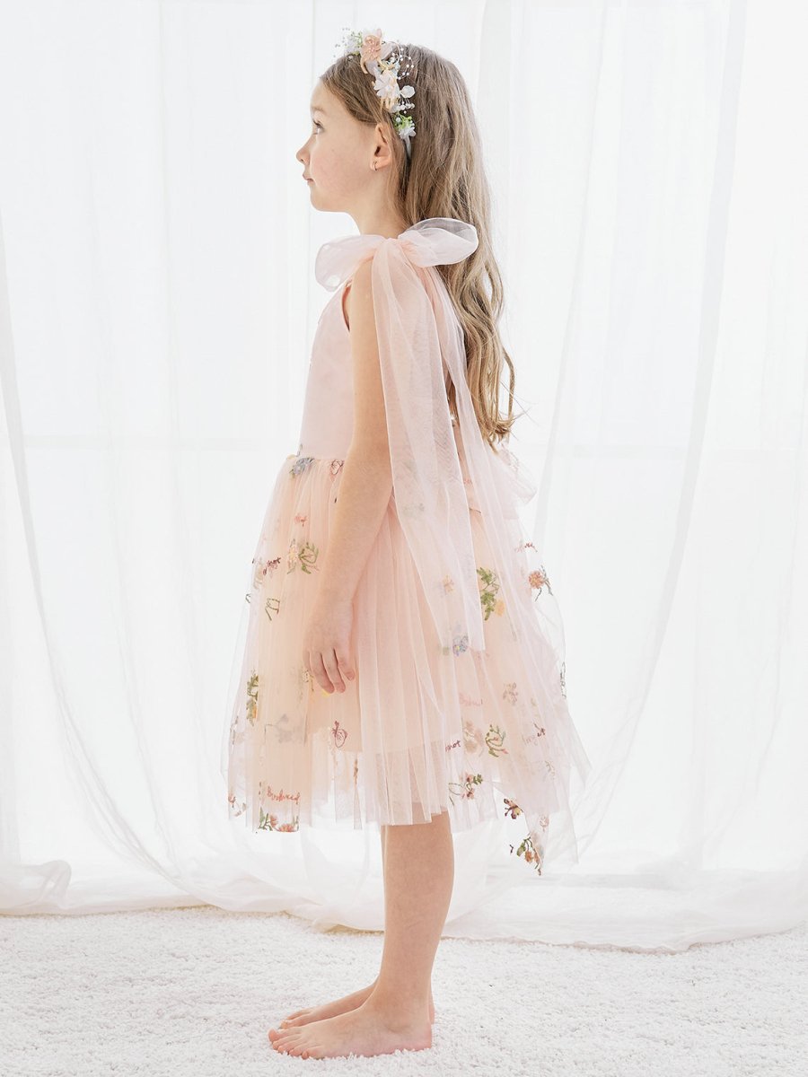 NumberSea - A - Line Sleeveless Floral Embroidered Tulle Toddler Flower Girl Dress