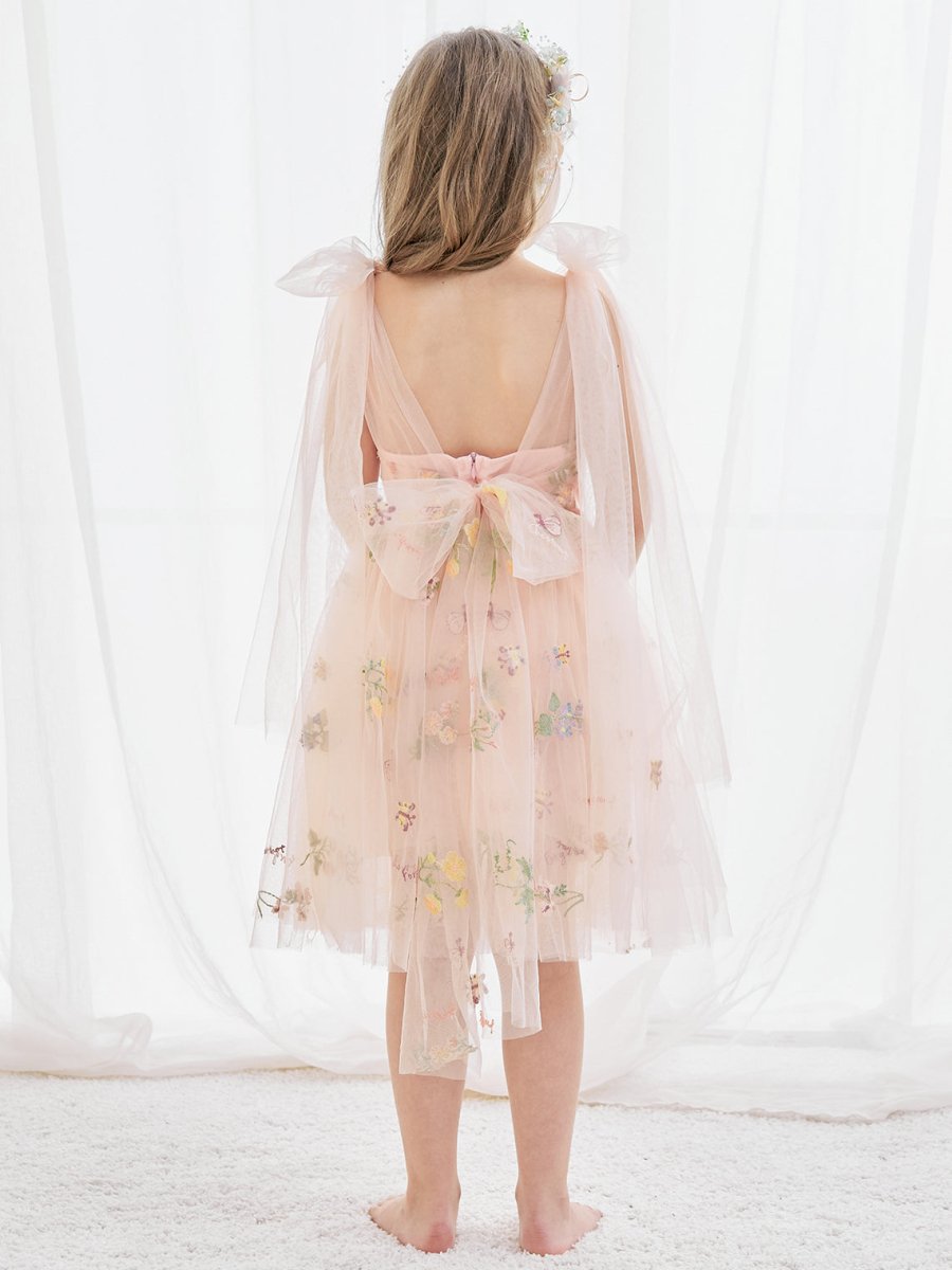 NumberSea - A - Line Sleeveless Floral Embroidered Tulle Toddler Flower Girl Dress