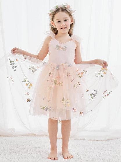 NumberSea - A - Line Sleeveless Floral Embroidered Tulle Toddler Flower Girl Dress