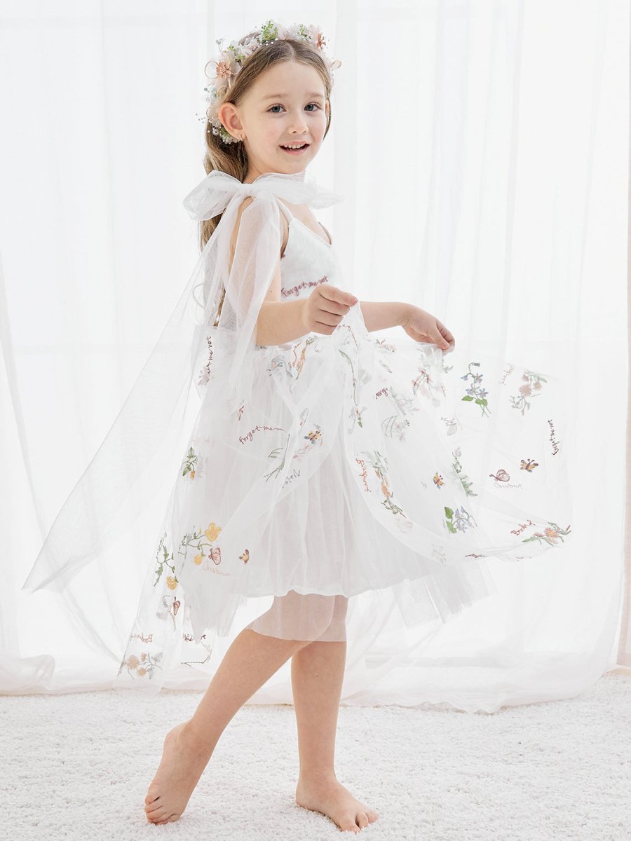 NumberSea - A - Line Sleeveless Floral Embroidered Tulle Toddler Flower Girl Dress