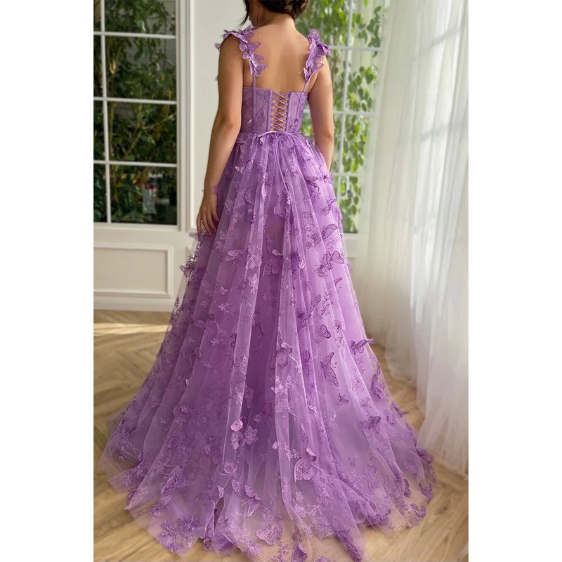 NumberSea - A Line Sweetheart 3d Lace Long Prom Dress with Slit