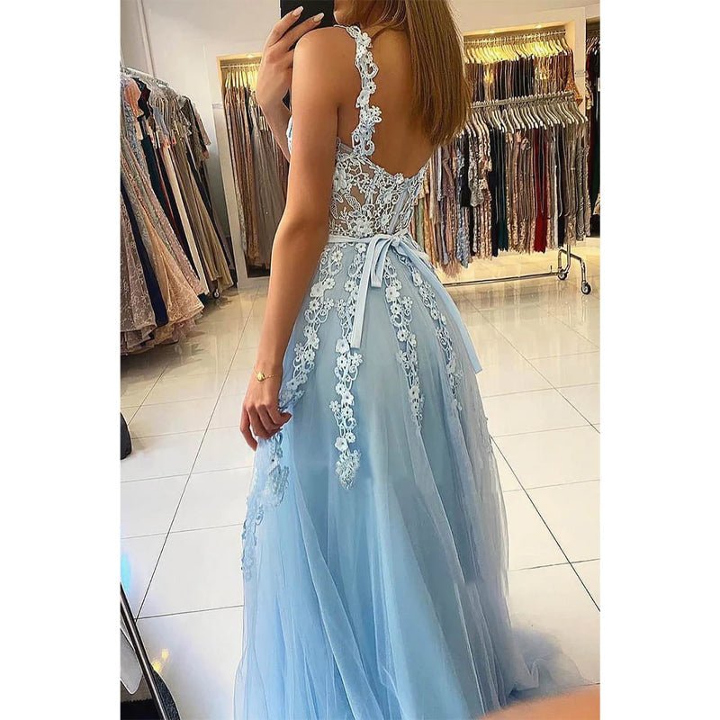 NumberSea - A - line Sweetheart Chic Lace Appliques Long Prom Dress Formal Evening Gowns