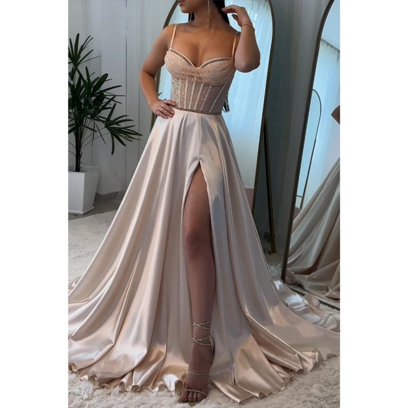 NumberSea - A - line Sweetheart Illusion Empire with Side Slit Party Prom Evening Dress