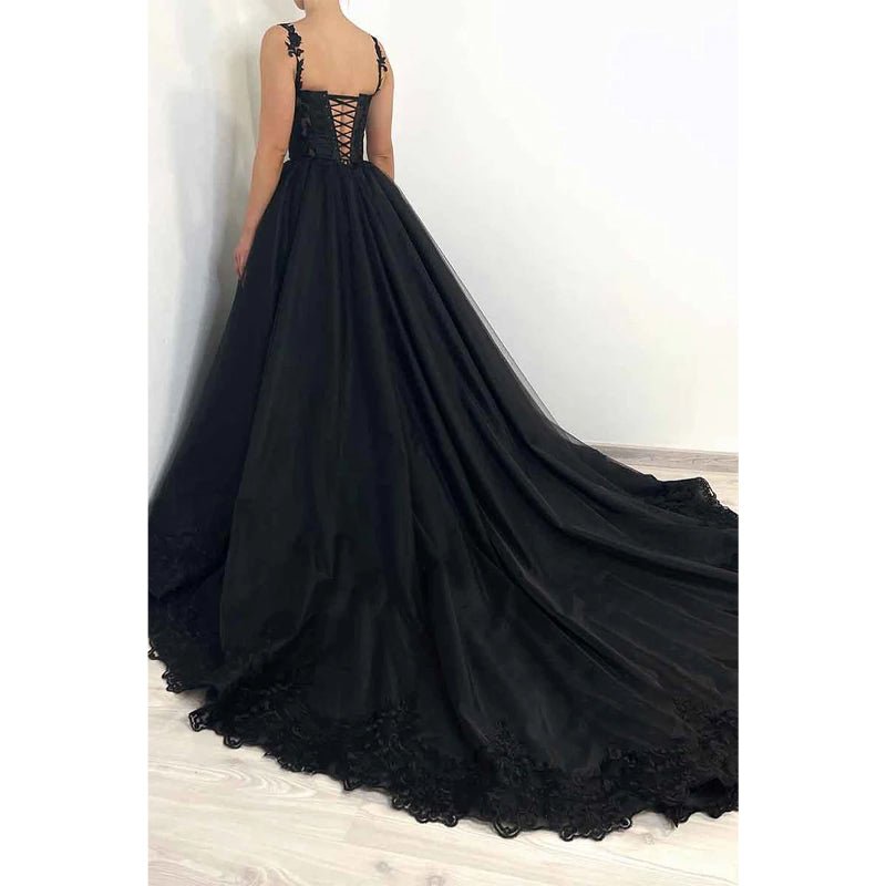 NumberSea - A Line Sweetheart Lace Appliques Black Elegant Formal Evening Gowns