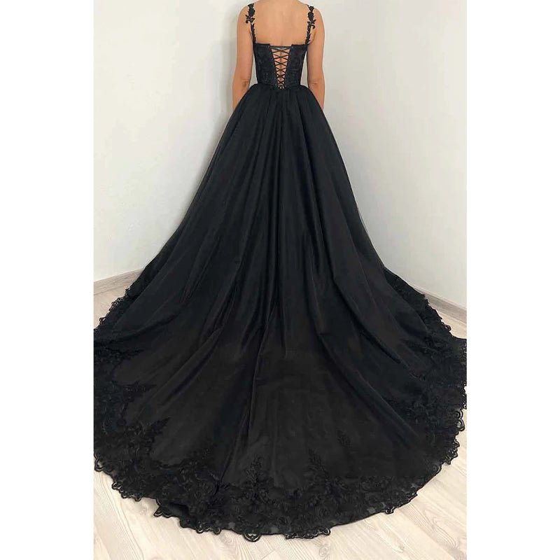 NumberSea - A Line Sweetheart Lace Appliques Black Elegant Formal Evening Gowns