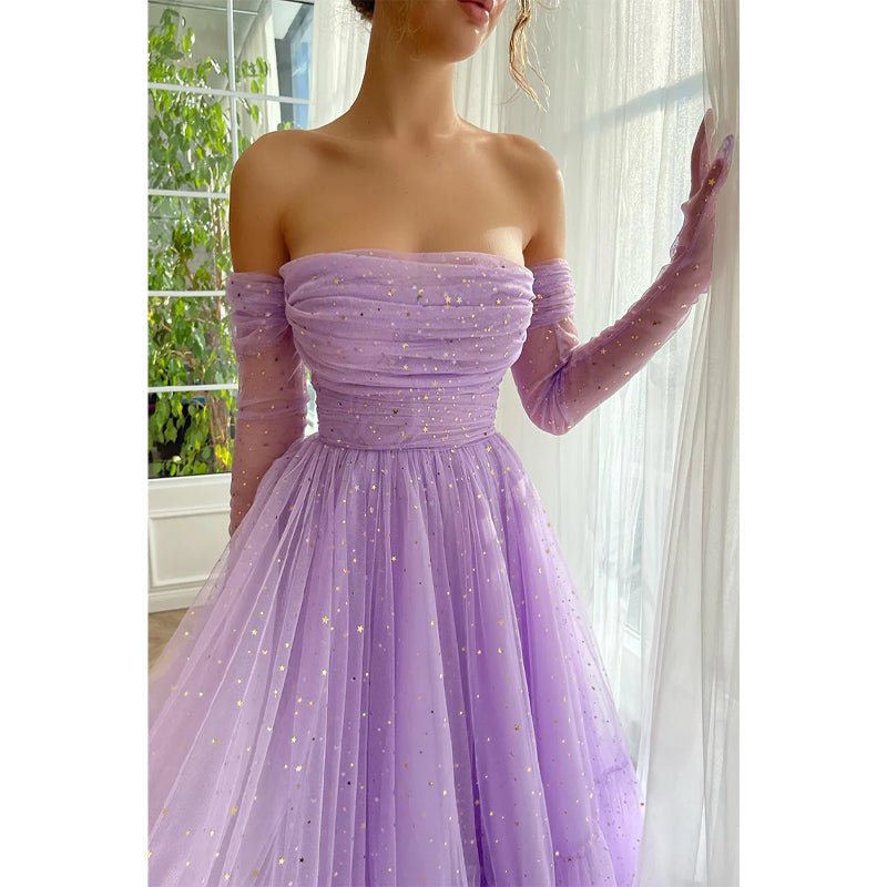 NumberSea - A Line Sweetheart Pleats Long Sleeves Vintage Prom Dress