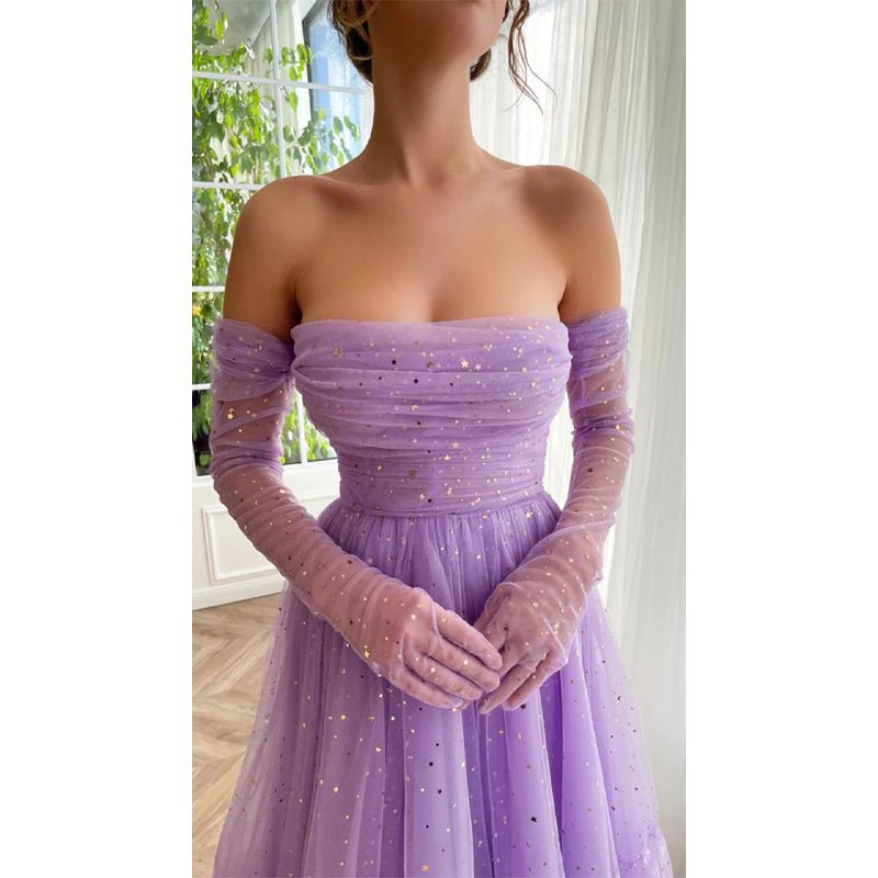 NumberSea - A Line Sweetheart Pleats Long Sleeves Vintage Prom Dress