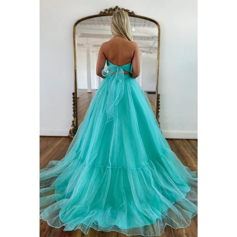 NumberSea - A Line Sweetheart Pleats Two Piece Prom Dress Long Homecoming Dress