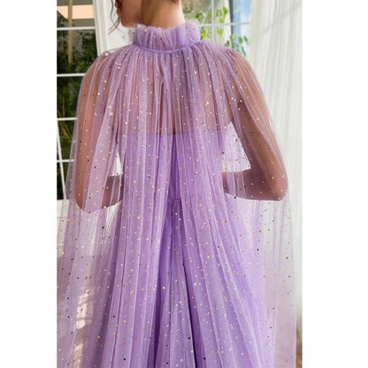 NumberSea - A Line Sweetheart Shawl Lilac Long Prom Dress with Pockets