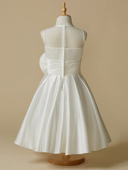 NumberSea - A - Line Taffeta Sleeveless Jewel Neck First Communion Short Flower Girl Dresses