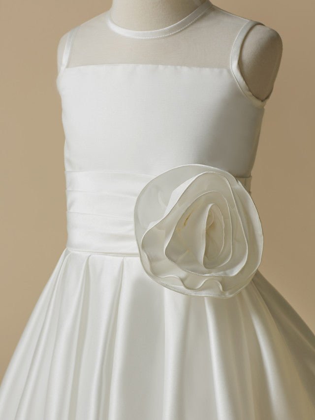 NumberSea - A - Line Taffeta Sleeveless Jewel Neck First Communion Short Flower Girl Dresses