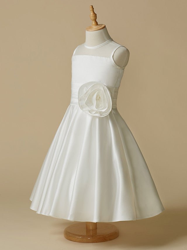 NumberSea - A - Line Taffeta Sleeveless Jewel Neck First Communion Short Flower Girl Dresses