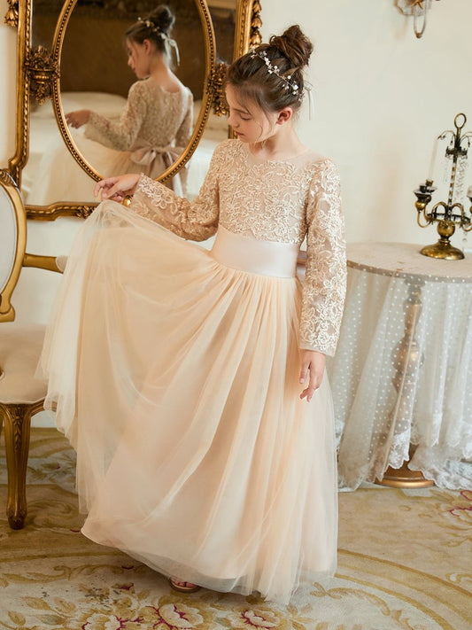 NumberSea - A - line Tulle Ankle - length Flower Girl Dress