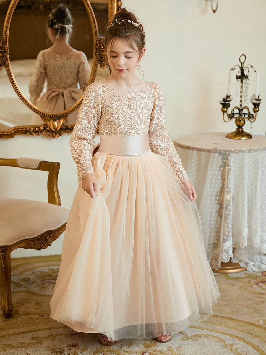 NumberSea - A - line Tulle Ankle - length Flower Girl Dress