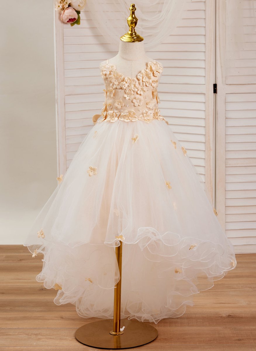 NumberSea - A - line Tulle Asymmetrical Ivory Dress (010220938)