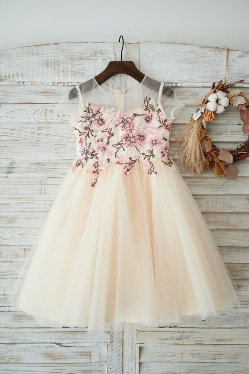 NumberSea - A - line Tulle Knee - length Flower Girl Dress