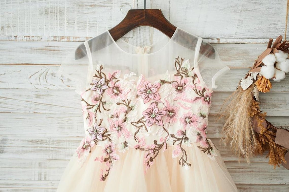 NumberSea - A - line Tulle Knee - length Flower Girl Dress