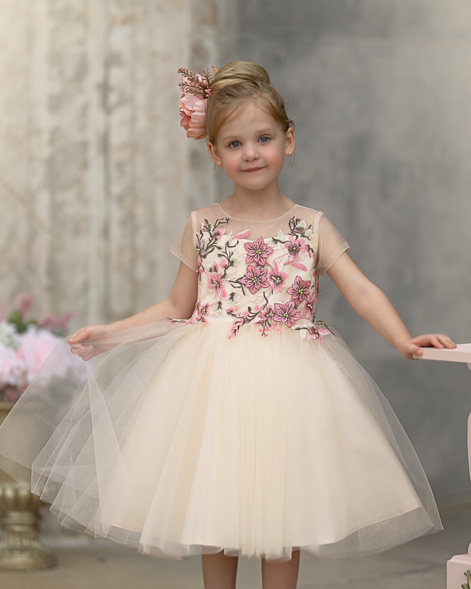 NumberSea - A - line Tulle Knee - length Flower Girl Dress