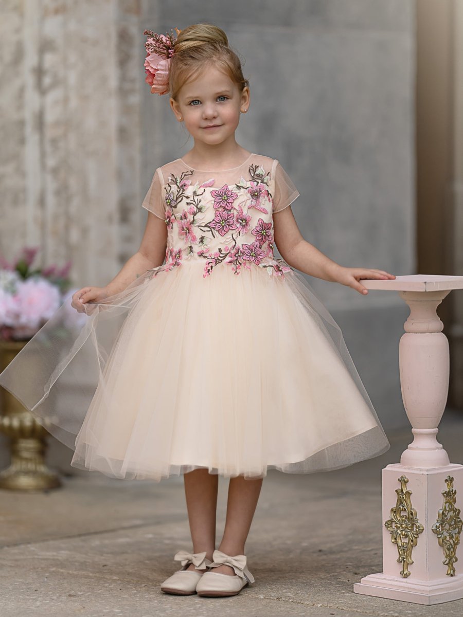 NumberSea - A - line Tulle Knee - length Flower Girl Dress