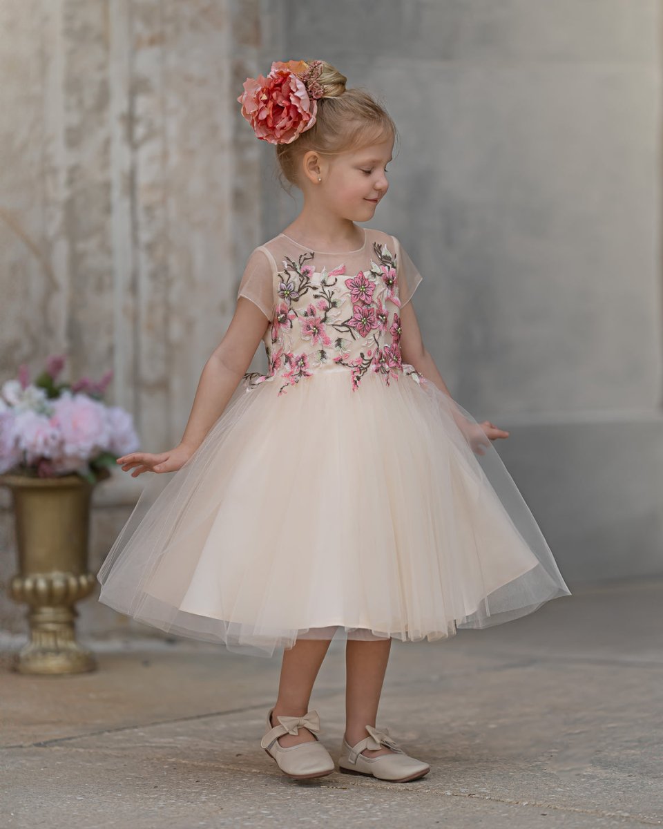 NumberSea - A - line Tulle Knee - length Flower Girl Dress